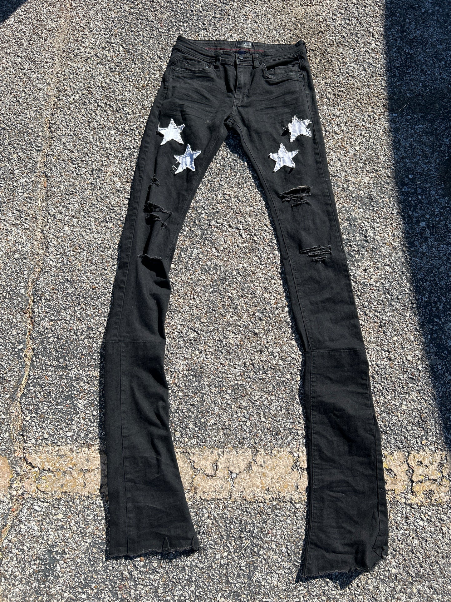 Steve’s Jeans Custom Black Stacked Star Jeans Size 32