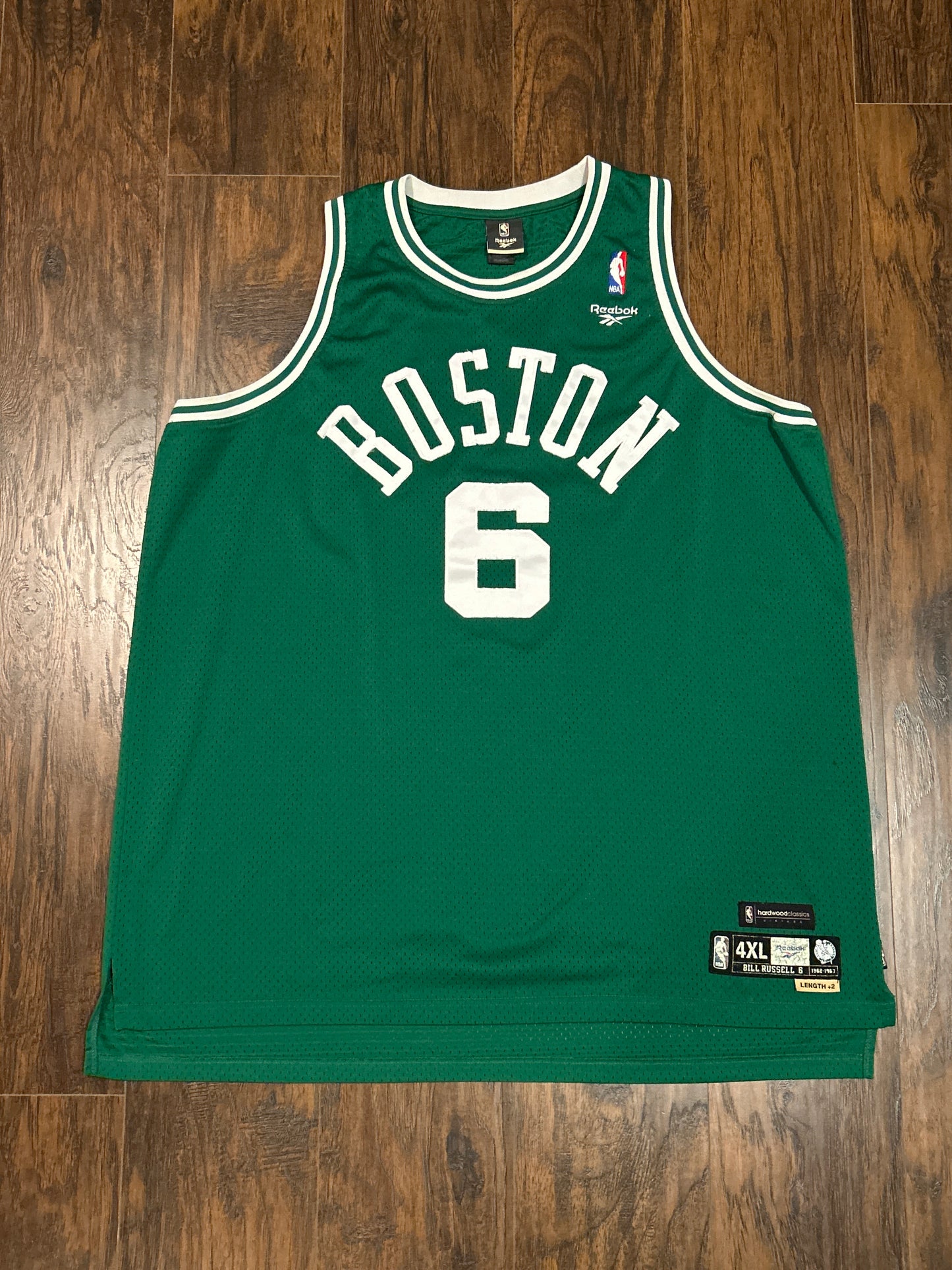 Reebok Celtics Bill Russell Jersey Size 4XL