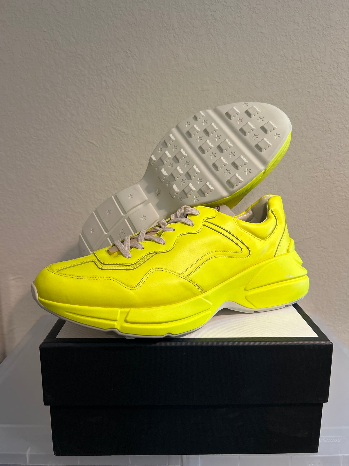 Gucci Rython Fluorescent Yellow Size 13.5 NEW