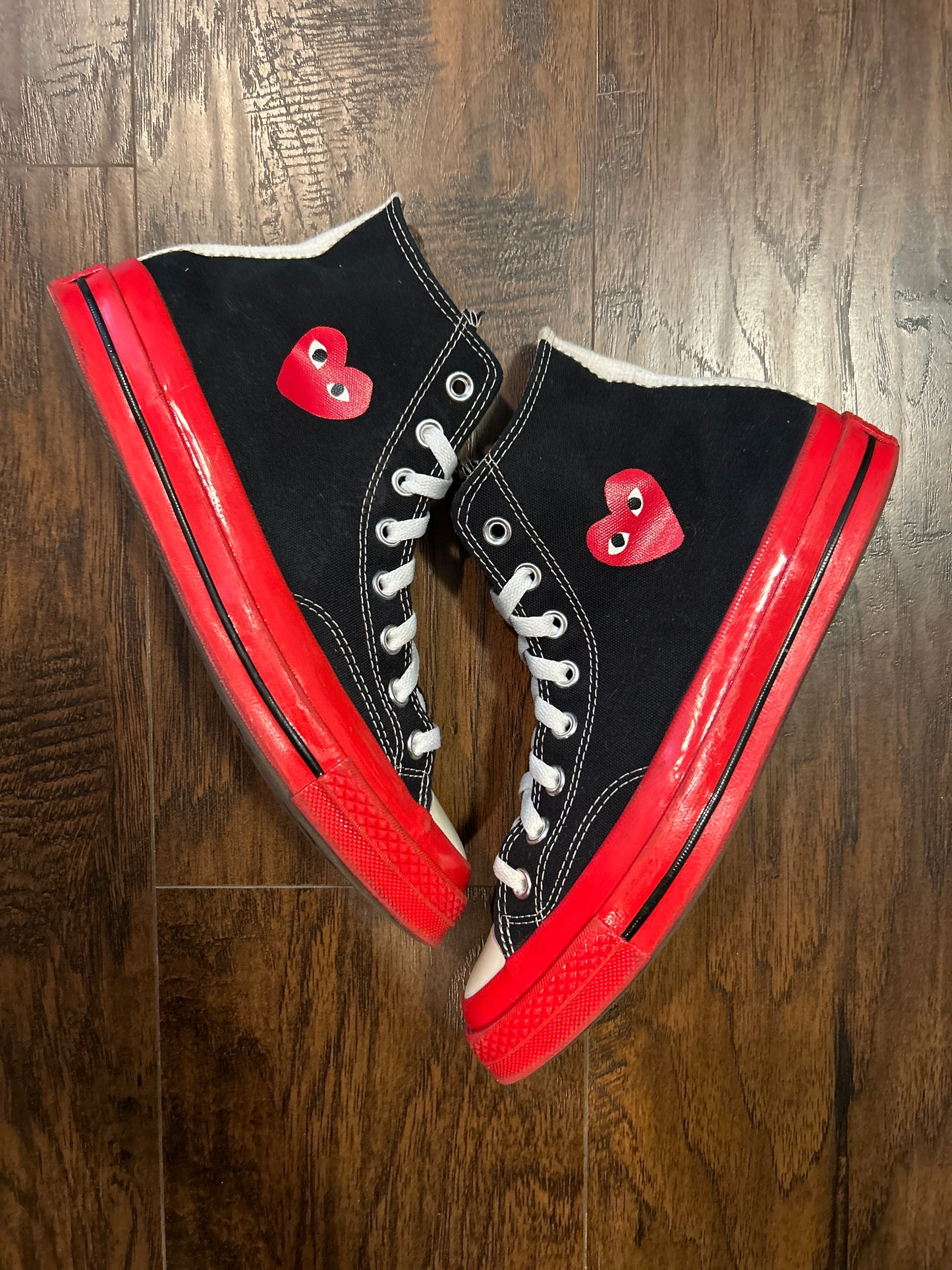 CDG Chucks Black Red Size 8M/10W