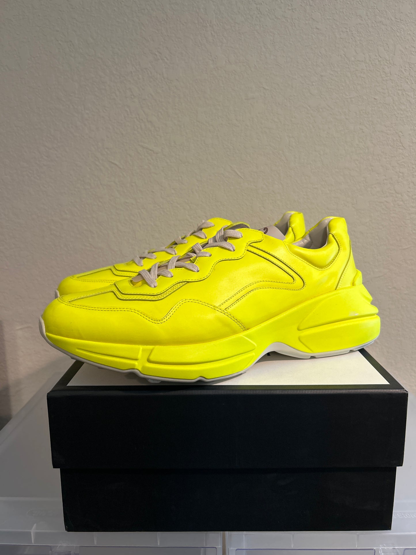 Gucci Rython Fluorescent Yellow Size 13.5 NEW