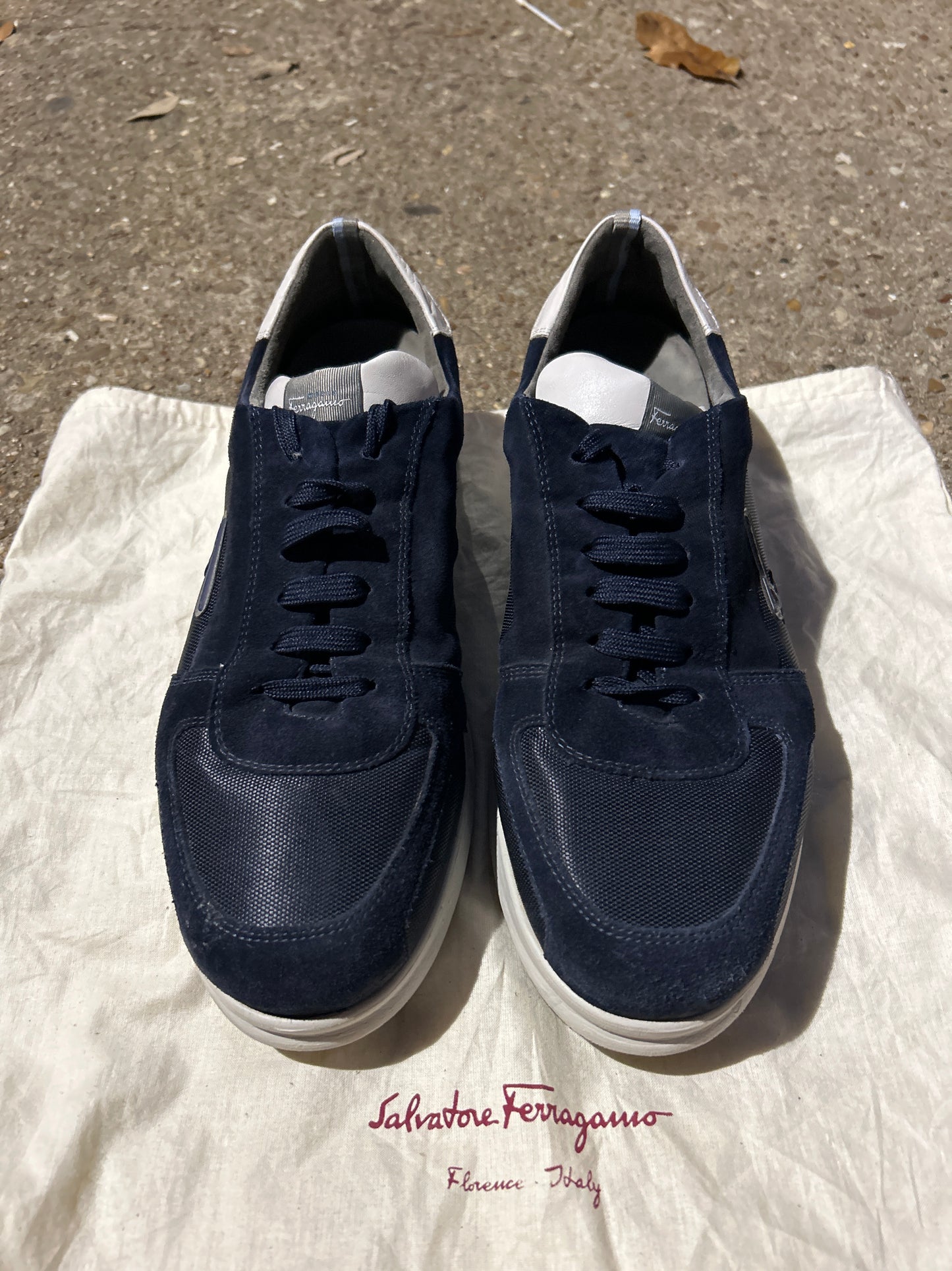 Ferragamo Navy Low Top Size 10