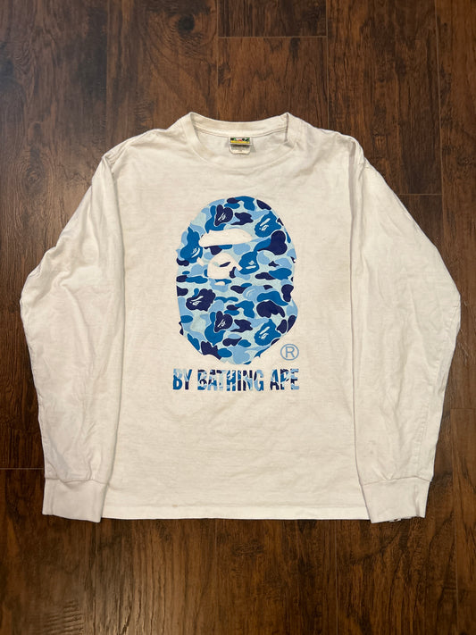 Bape Blue Camo Ape Head Long Sleeve Size L