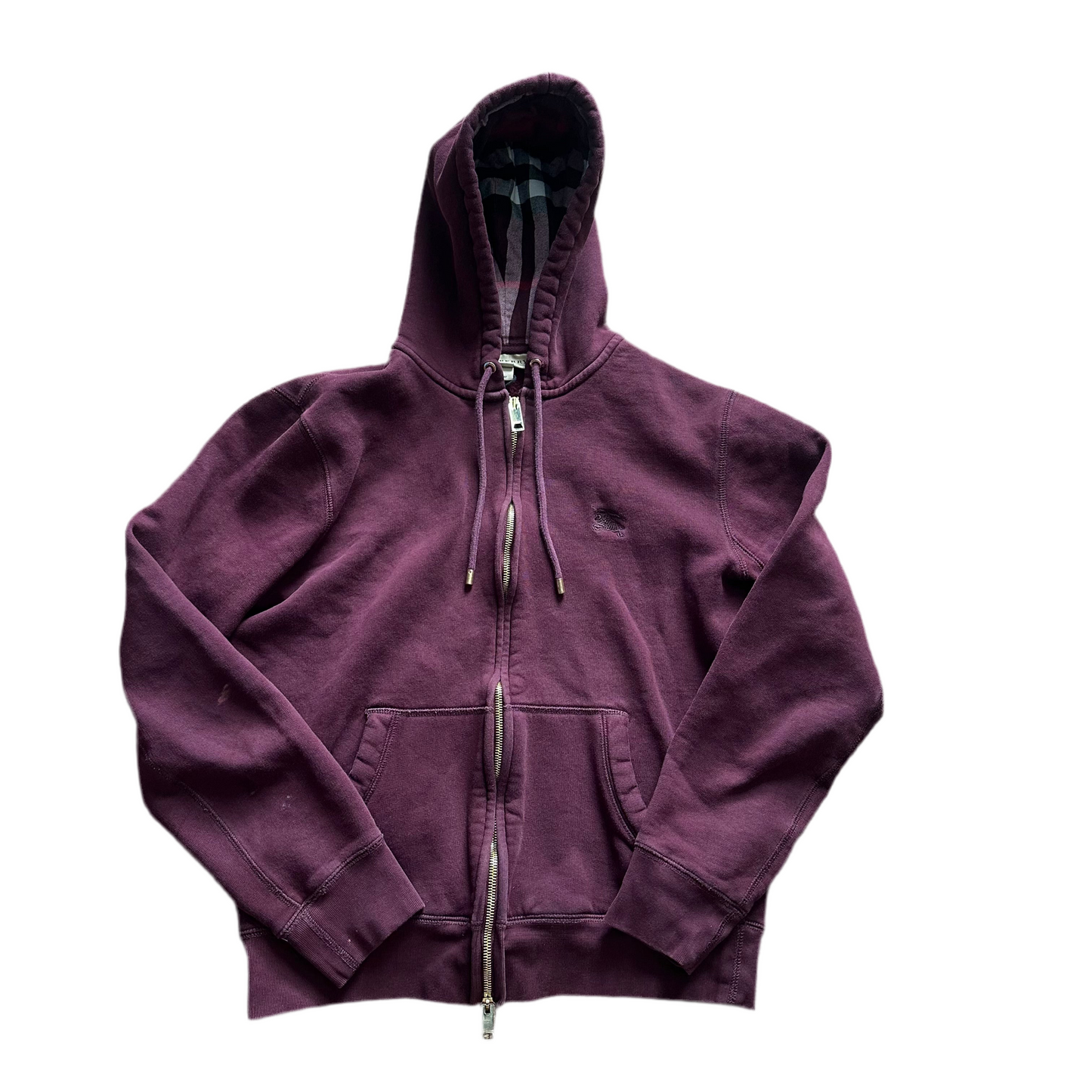 Burberry Burgundy Zip Up Hoodie Size M