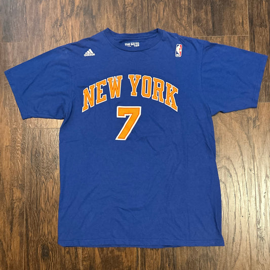 Adidas New York Knicks NBA Blue Shirt Jersey Carmelo Anthony #7 Size Large