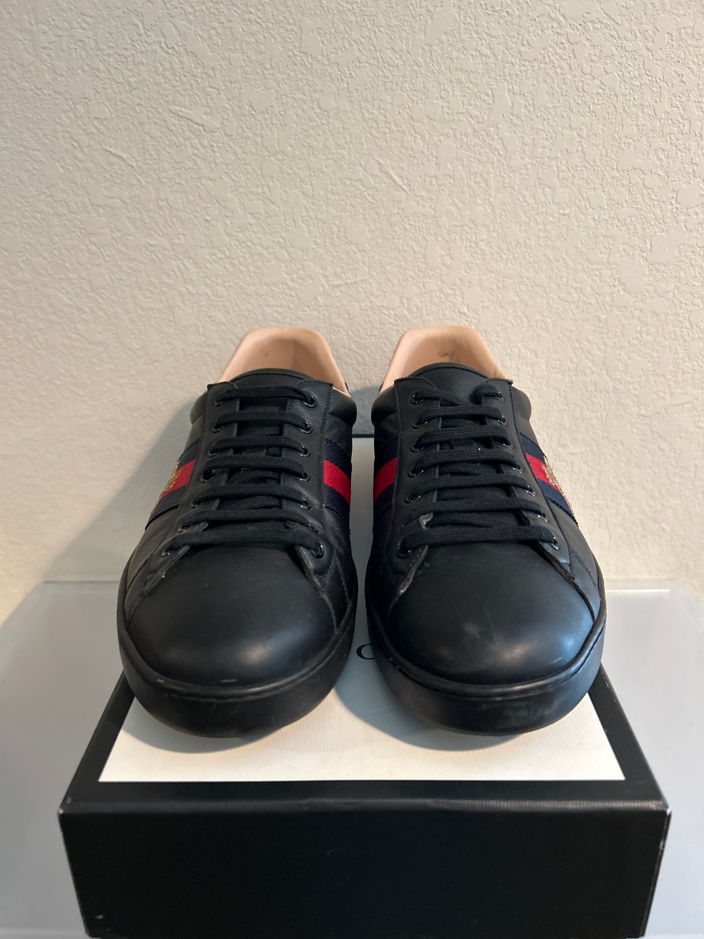 Gucci Ace Black Embroidered Size 12.5