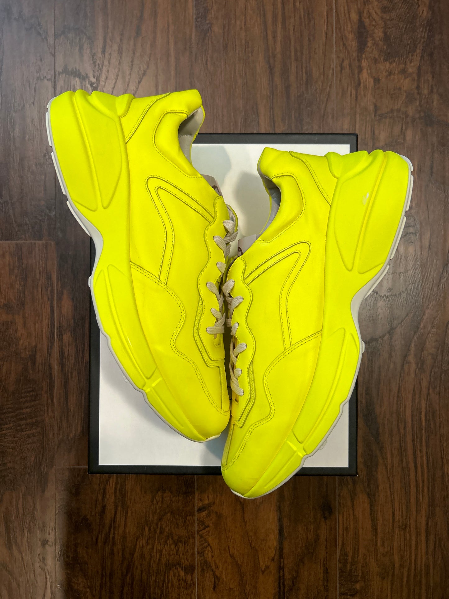 Gucci Rython Fluorescent Yellow Size 13.5 NEW