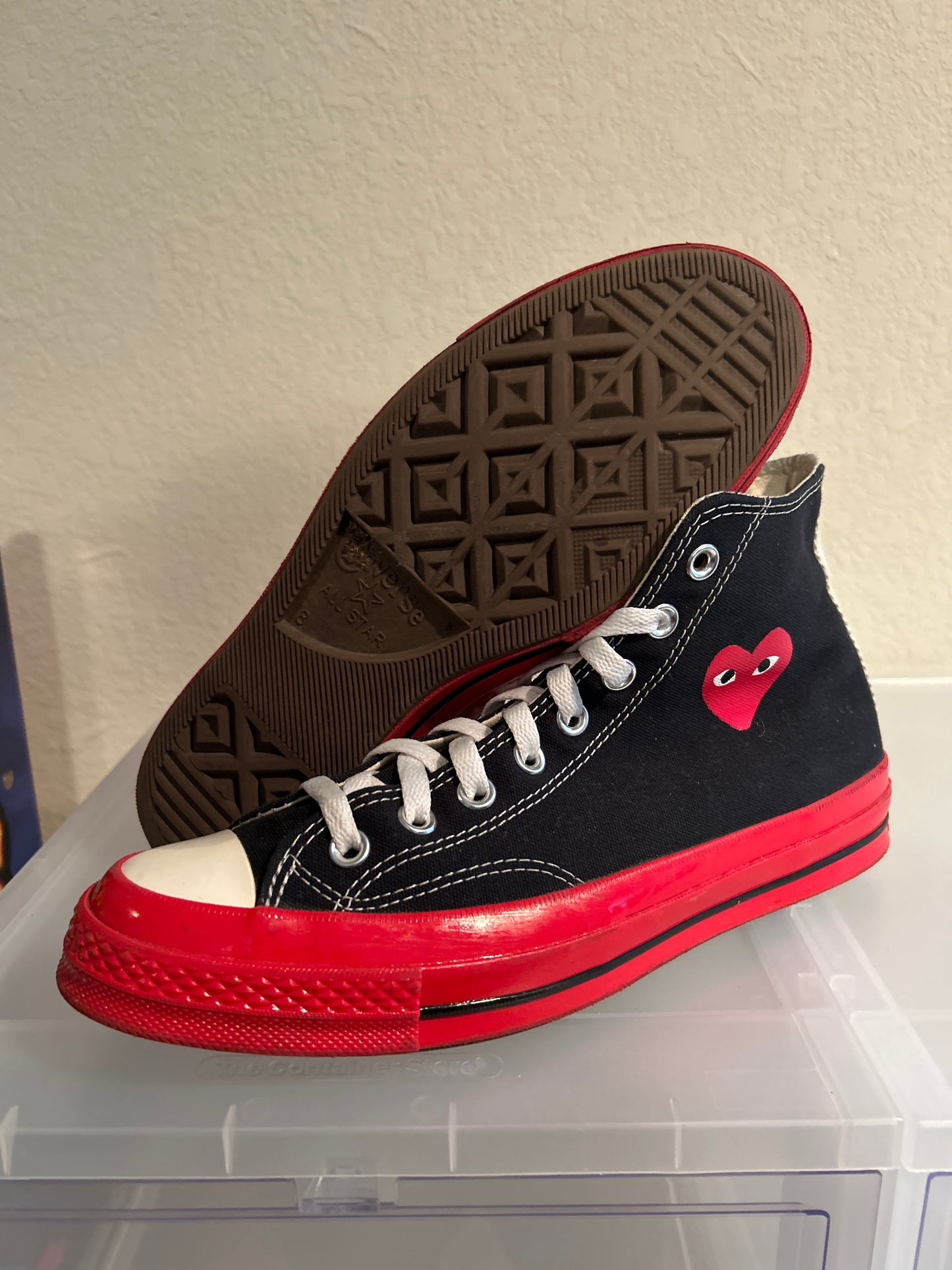 CDG Chucks Black Red Size 8M/10W