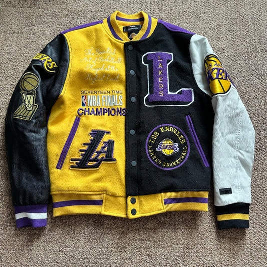 Los Angeles Lakers X Pro Stitch Leather Varsity Jacket Size S