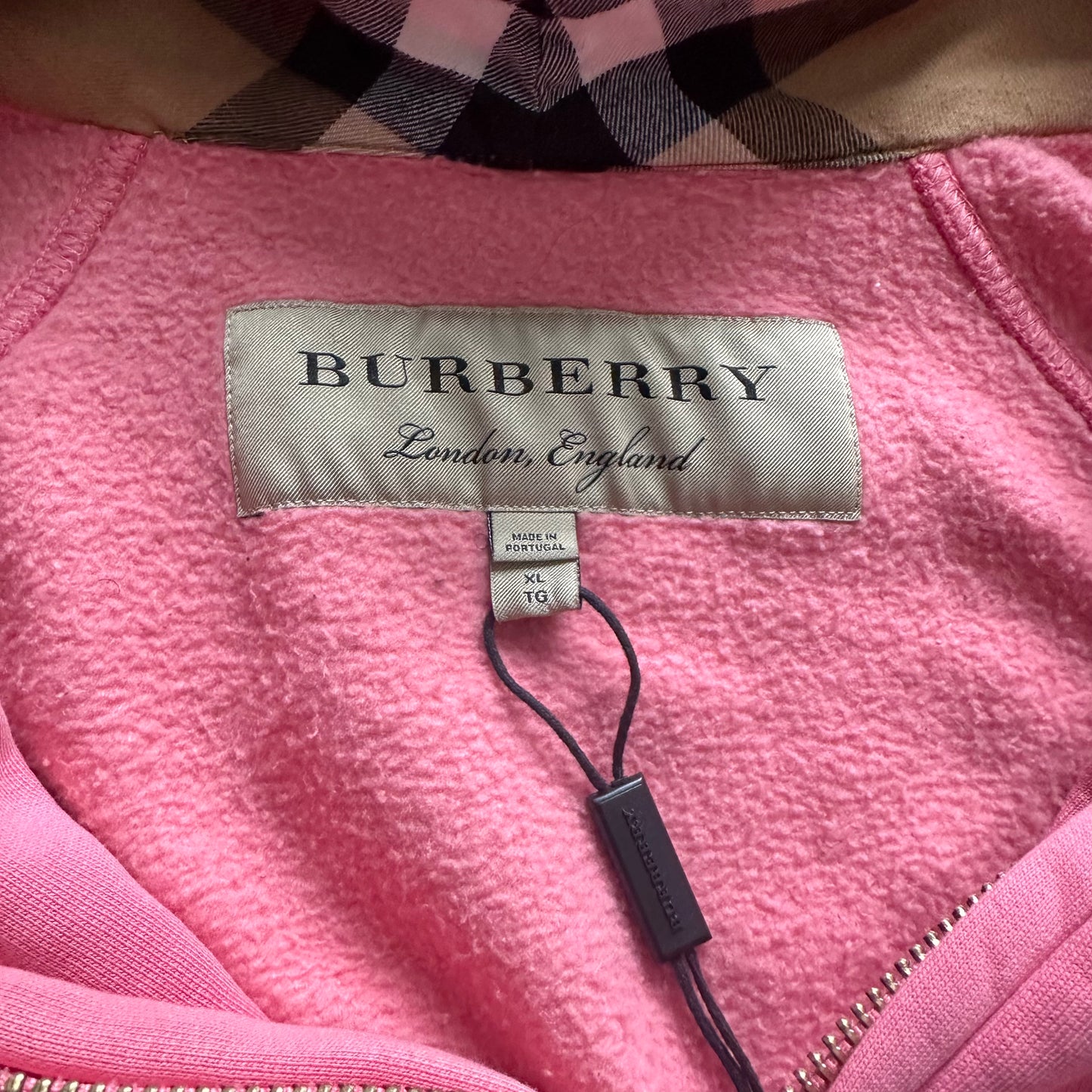 Burberry Pink Zip Up Hoodie Size XL