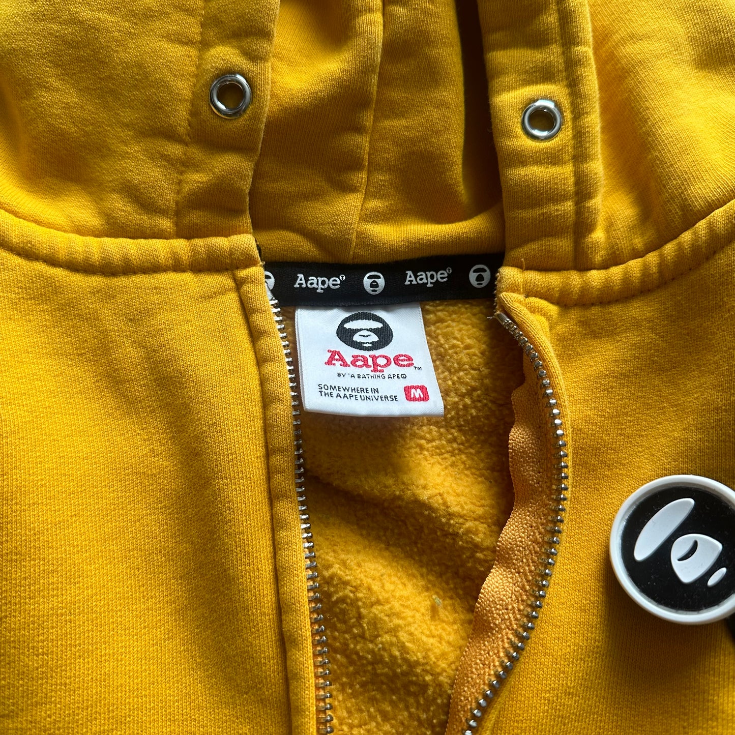 Aape Now Yellow Zip Up Hoodie Size M