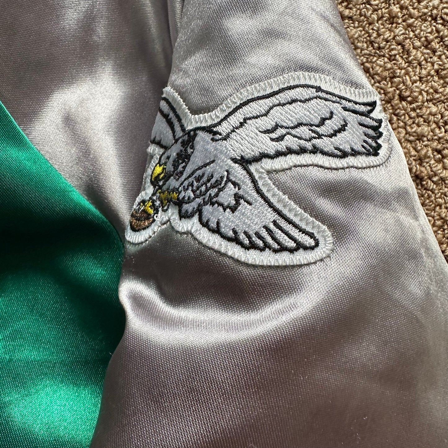 Philadelphia Eagles X Mitchell & Ness Satin Throwback Jacket Size S