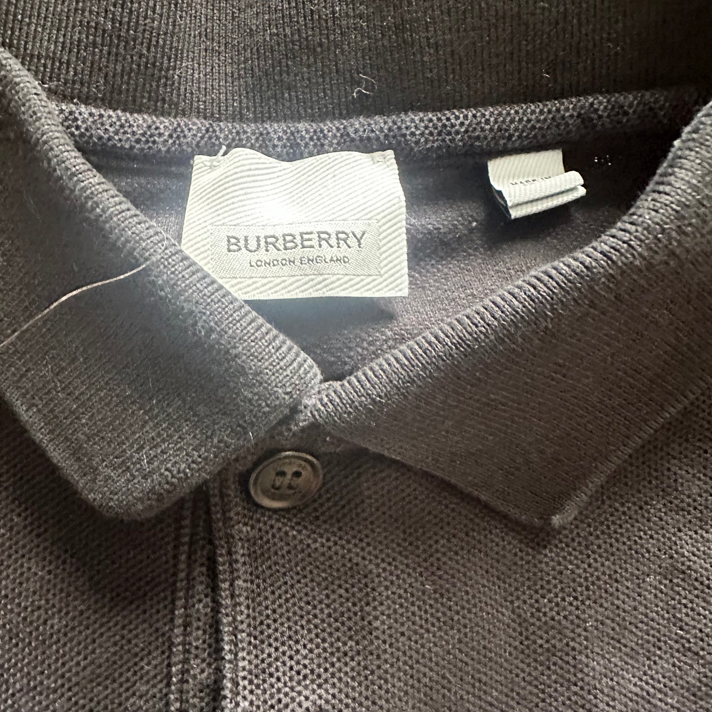 Burberry Black Button Polo Size S