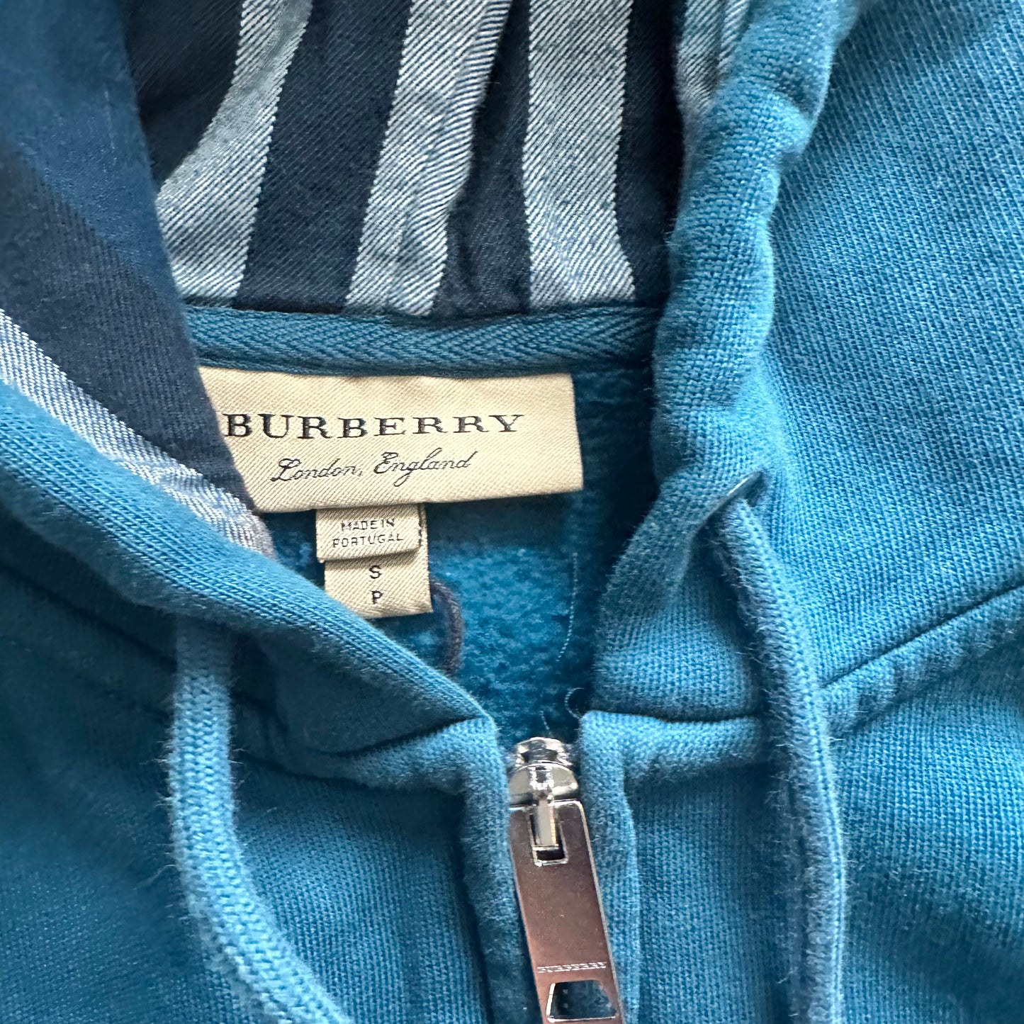 Burberry Blue Zip Up Hoodie Size M